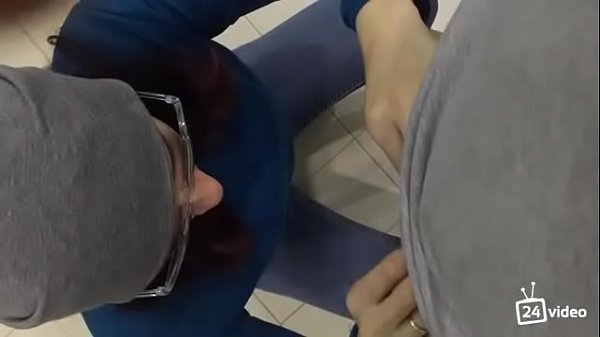 Amateur blowjob from brunette in glasses