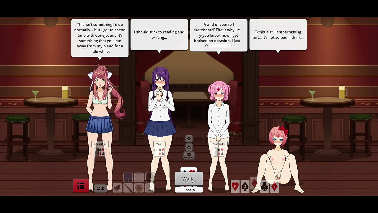 Strip Poker. Conejo vs Doki Doki Girls