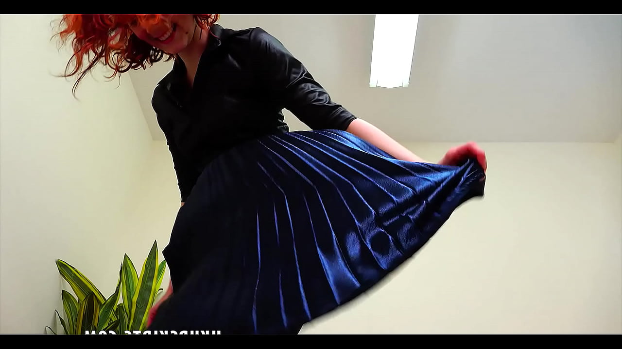 She enjoys the  fan makes blowing up!  her sexy drooled skirt