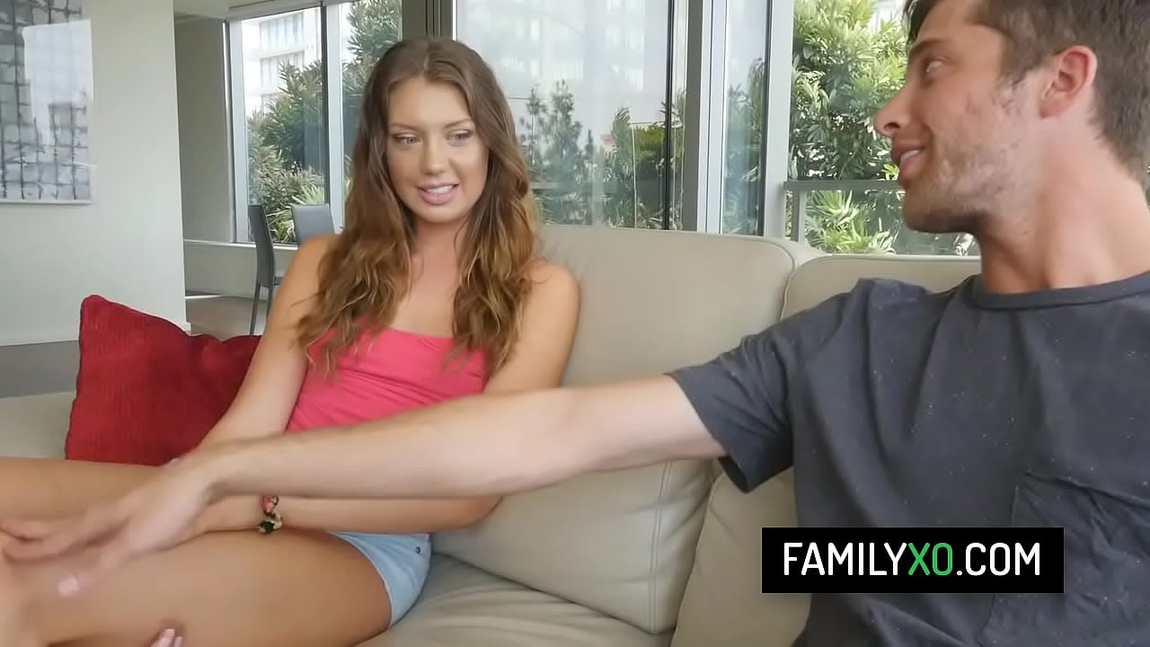 Horny stepbrother fucking his hot teen step sister behind stepdad's back