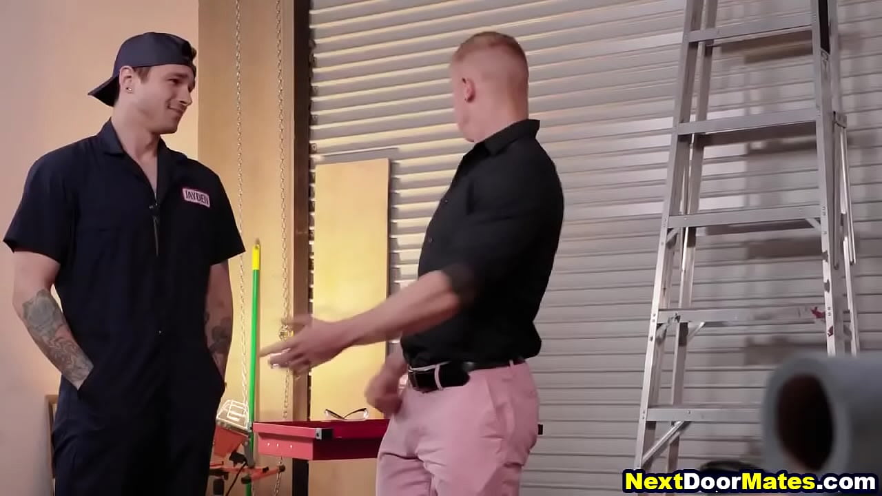 Hot jock barebacked by car mechanic