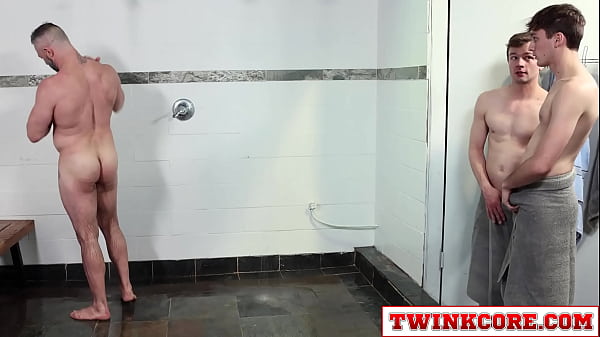 DILF fucked in his asshole by two twink dicks  