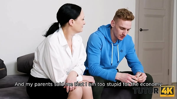 TUTOR4K. Brunette cougar was willing to teach shy guy a lesson in sex  