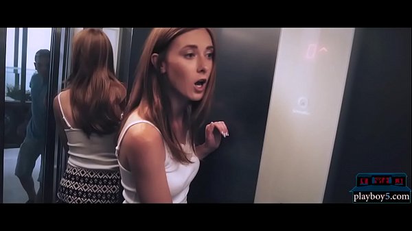 European MILF slut picks up a guy in a lift and they have sex