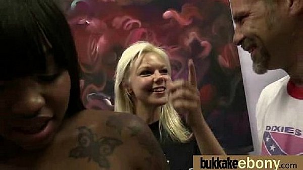 Gorgeous ebony lady sucks white dicks and gangbang fucking 13