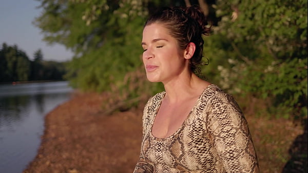 Thong bodysuit at the lake