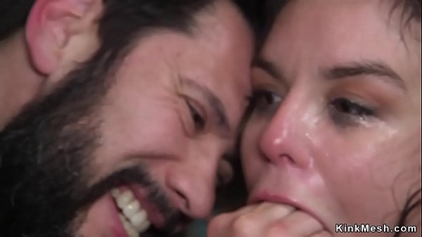 Mad dude tied up sexy brunette student and then fucked her mouth and asshole