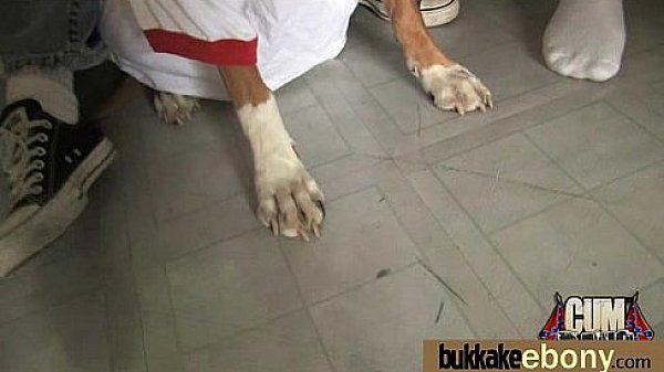 Huge cocks cover their black face in cum 15