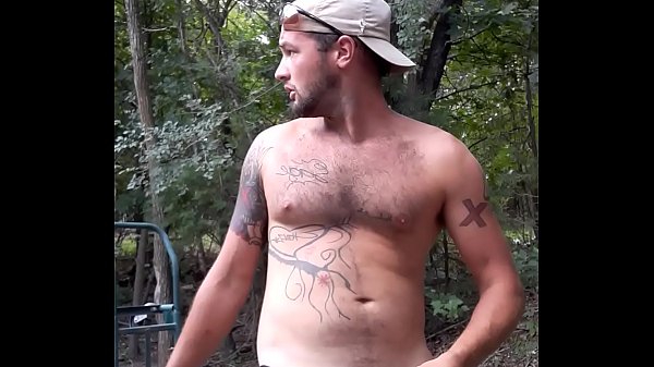 Cumming at work, outside in public