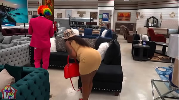 Gibby the clown smashes ebony whore inside a store 
