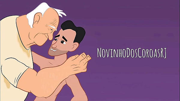 Velho bab&atilde;o dando leite - Desenho Cartoon