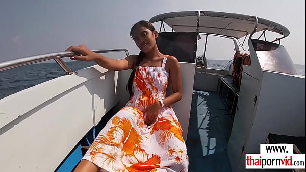 Asian teen fucked outdoors on a yacht 