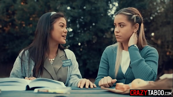 Sweet Thai babe and hot friend enjoyed perfect pussy licking and Latin teen pleased Asian teen  