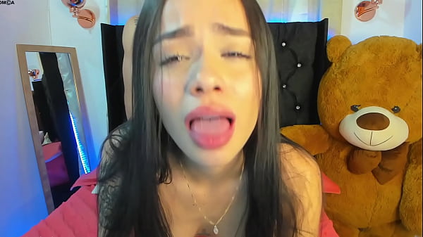 Teen babe having sex and gets a lot of cum in her face, listen to her soft moans