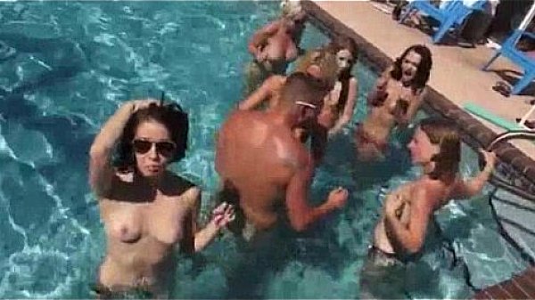 Horny party sluts sucking and fucking by the pool