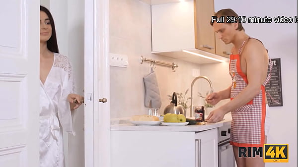 RIM4K. Breakfast arouses the girls desire to lick anus in the kitchen  