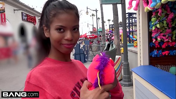 Barely legal Ebony teen Nia Naccis tight pussy gets stretched