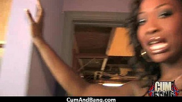 Supr hot ebony chick blows a group of white dicks 21  