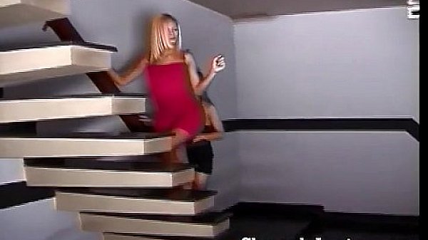 2 sexy shemales sharing a guy's cock  