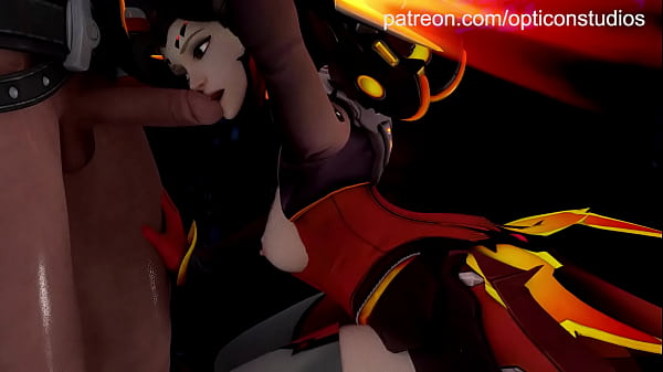 Does Mercy from Overwatch lick a dick a day? Yes she does... she is so hot licking that huge cock!