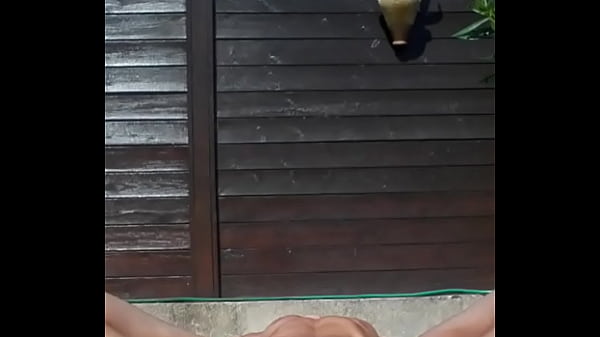 After my relaxation session, caressing my cock naked on the terrace, thick cumshot 