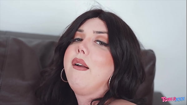 TGIRLS.XXX: Sublime superstar Annabelle Lane showing off her wonderful body, her big tits, her huge ass and a cumshot on the leather sofa.