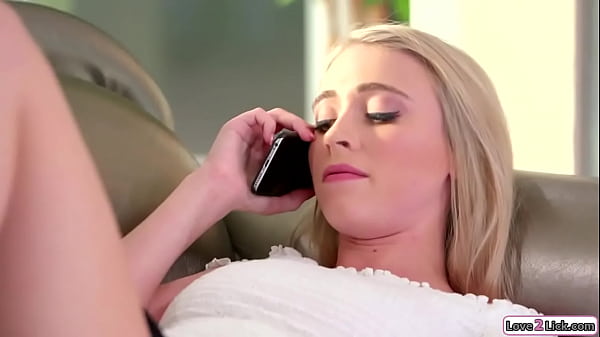 Stepmom catches stepdaughter having phone sex and gets horny.The big tits milf licks her pussy and facesits her.Then the blonde babe gets asslicked  