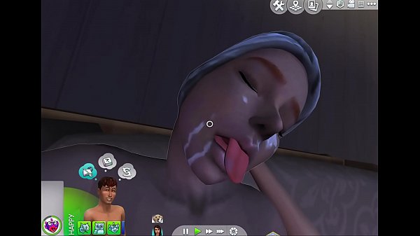 Male Point of view with UI visible demonstrating VR sex with ebony virtual college girl