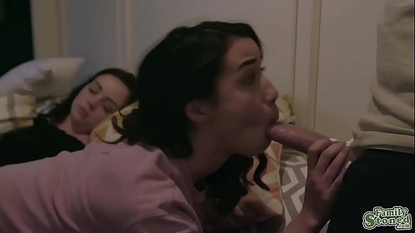 Pervy making his stepdaughters bestfriend suck his cock and makes him burst his load