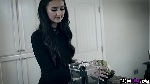 Eliza Ibarra goes down on her knees and suck Lucas huge cock making her gag as she swallow it deep  