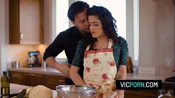 Hot brunette housewife let's her partner cum in her milf pussy