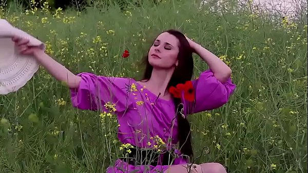 Brunette babe Angel Spice undressing outside  