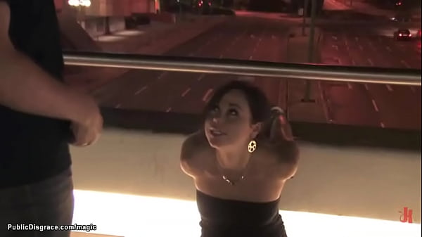 Princess Donna Dolore binds in hogtie position Czech slave Gioia Biel outdoors in public then Steve Holmes with big cock fucks her in mouth 