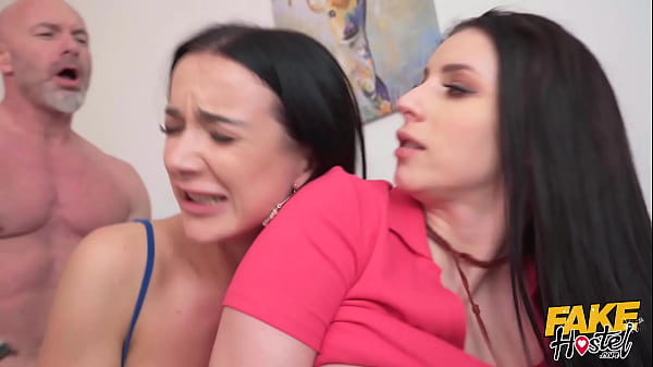 Fake Hostel - Cheating husband with very hard cock gets into a naughty threesome with thicc brunette wife and friendly big tits horny young backpacker with nice ass  