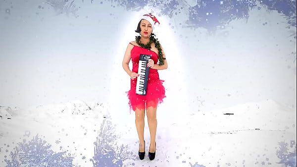 Pretty lady secretary dressed as a gnome, Santa's assistant on Christmas eve.