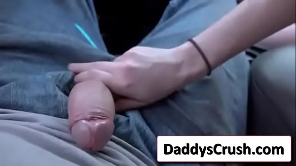 Sexy blondie play with cock in car