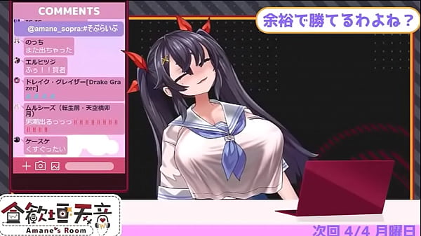 Virtual youtuber Amane's ten countdown cum lewd voice, her huge boobs made by hentai artist Asanagi 2:27-Zero repeat 20times jerk-off-challenge