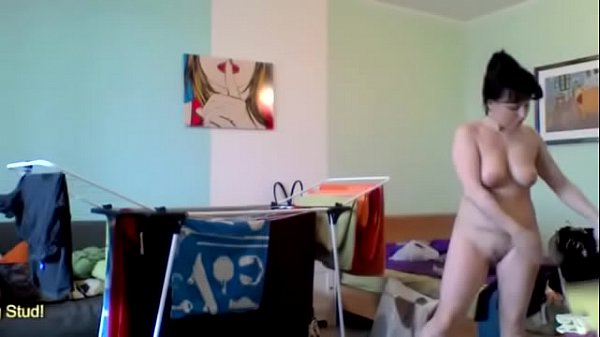 Chubby cougar Nataly Folds Laundry Nude