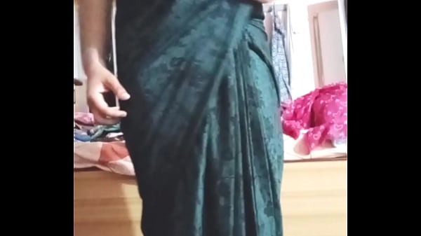 Indian Gay Crossdresser Bottom Gaurisissy playing and pressing her big boobs in Black Saree real xxx sex