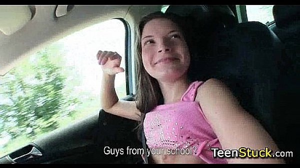 petite teen girl shows tits on ride home