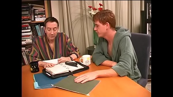 Two bisexual studs fuck each other then bang saucy brunette in bed  