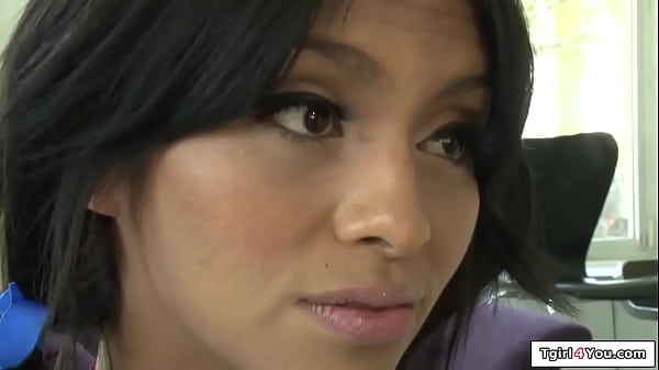 Coach shows latina trans cheerleader Natalie Foxx a deepthroat technique to cheer louder.The small tits tgirl sucks his cock and the ts is anal fucked  