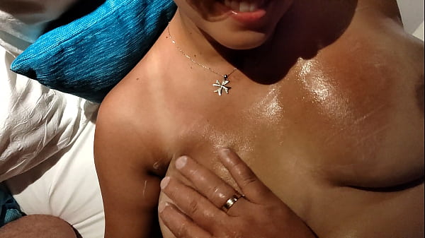After sunbathing, girlfriend asking tits massage 