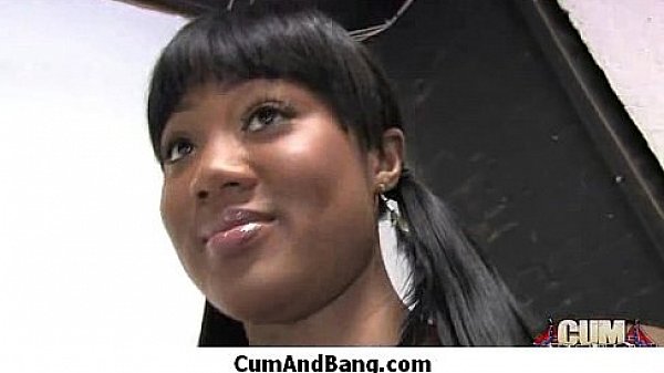 Nice ebony fucked by several white guys in all holes 5 