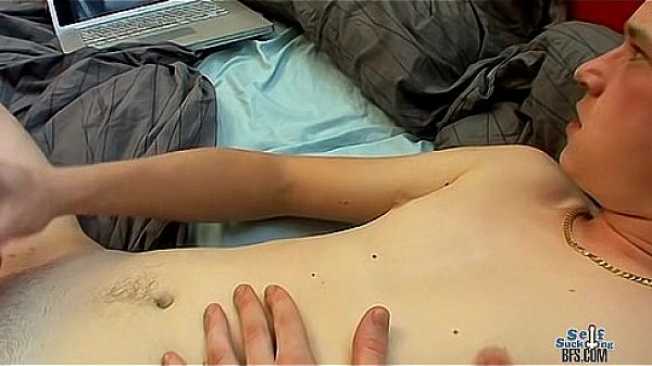 Young gay European stroking passionately