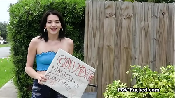 Banging teen from the front yard by the pool