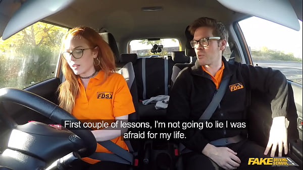 Elle Hughes and her pretty petite UK body penetrated by big cock in a car - Fake Driving School