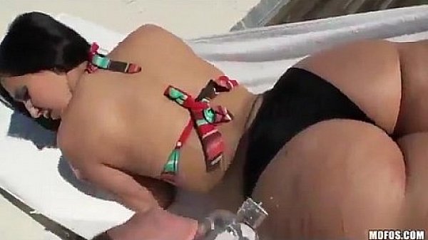 Big Ass Brunette Latina Girlfriend fucks hard dick after tanning