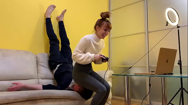 Cute Young Gamer-Girl In Tight Yoga Pants - Use Her Slave Like a Human Furniture For Ignored Face Sitting Femdom (Preview)  