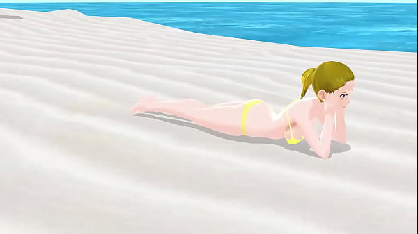 エマ　金髪アニメ女子がビーチで眼帯ビキニ着た結果